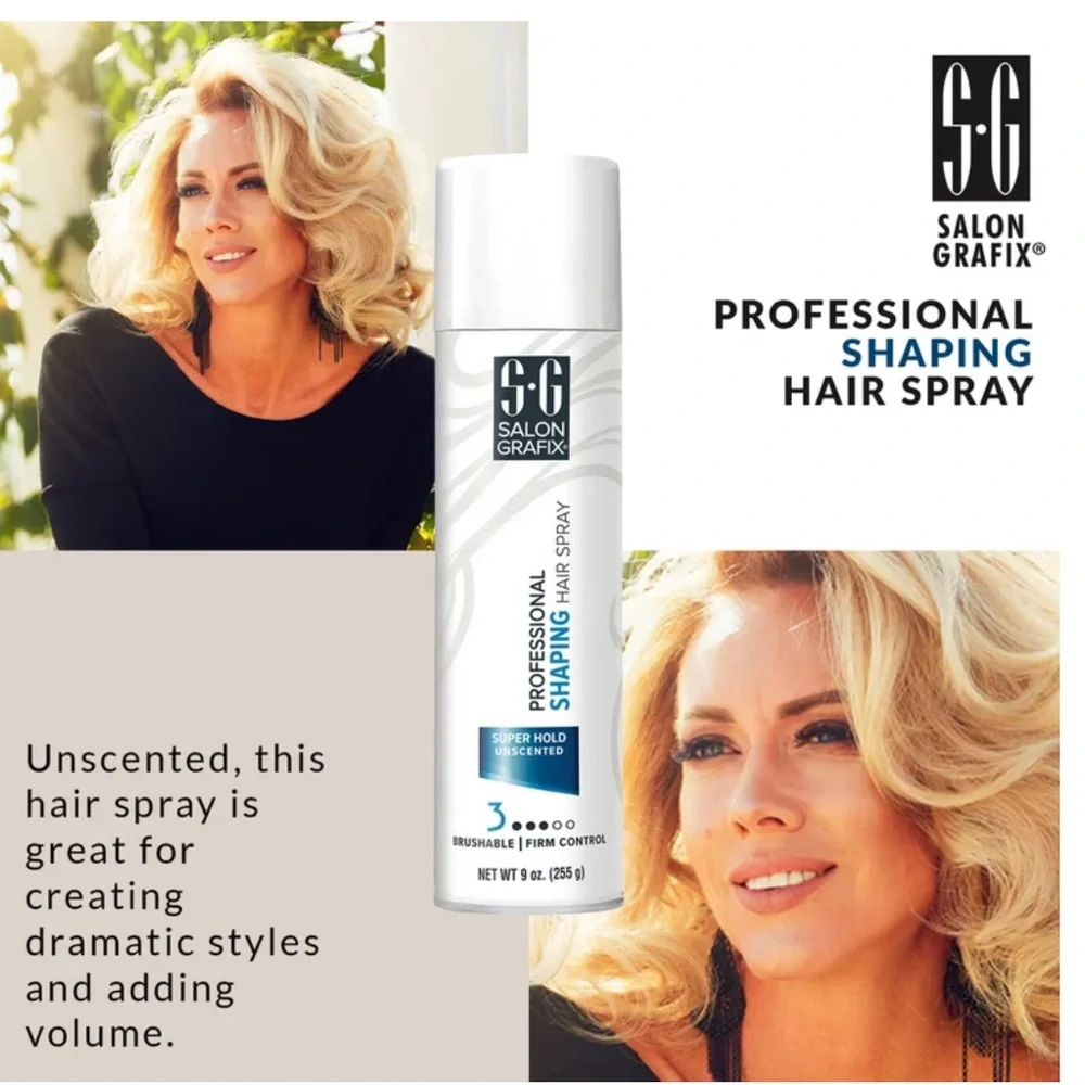 SG SALON GRAFIX Shaping Hair Spray Unscented Super Hold Styling Mist 10oz NIP